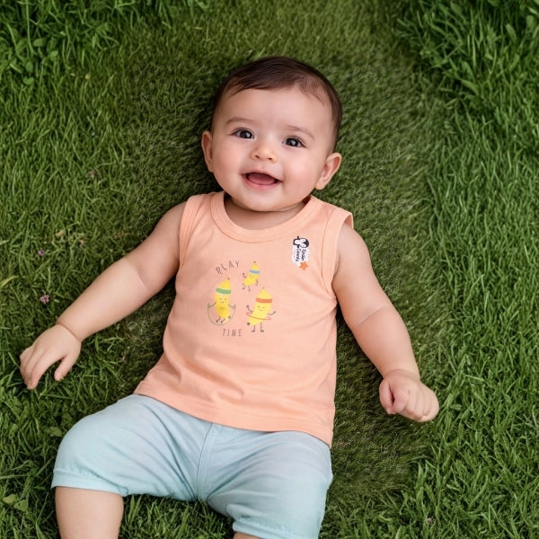 Knitted - Shoulder Button Jhabla - 0-3 M